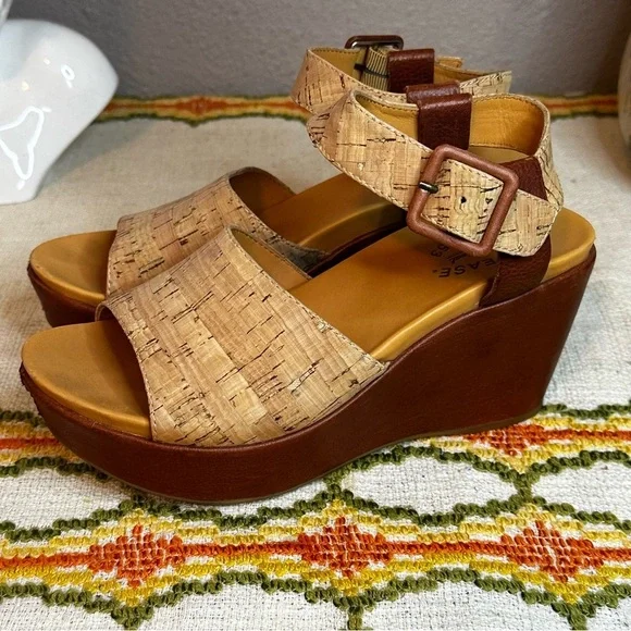 Kork-Ease Womens Keirn ankle strap cork/leather platform wedges sz 7​ - Picture 9 of 10